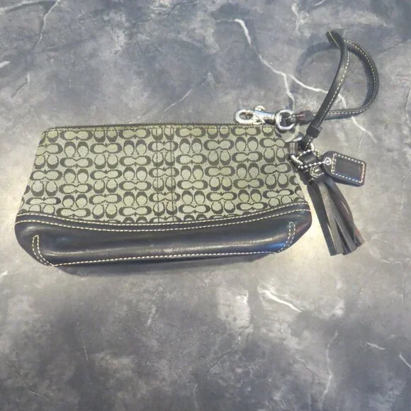 Coach Black Signature Canvas & Leather Wristlet with Tassel – Gently Used (B1) - Picture 2 of 4